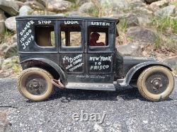 Nice Vintage Ferdinand Strauss Tin Windup Toy Car Leaping Lena 1920s