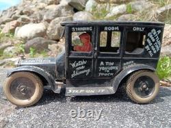 Nice Vintage Ferdinand Strauss Tin Windup Toy Car Leaping Lena 1920s