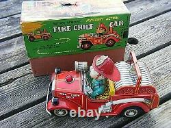 Nomura Tn Tinplate Fire Chief Car Japanese Boxed