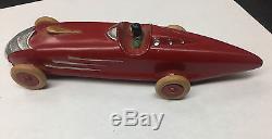 Old Vintage Antique Red Cast Iron Race Car With Driver Made In USA Toy