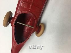 Old Vintage Antique Red Cast Iron Race Car With Driver Made In USA Toy