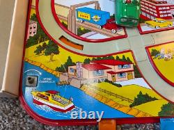 Ohio Art Mechanical Traffic Control Tin Wind up Car Set Game With VTG Box-#611