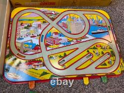 Ohio Art Mechanical Traffic Control Tin Wind up Car Set Game With VTG Box-#611