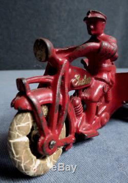 Old Hubley Cast Iron Indian Crash Car, Original Paint, Spoked Wheels