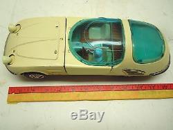 Old Japan Bandai Tin Battery Op. 1960's Bertone Concept Car. Clean. Works. NORES