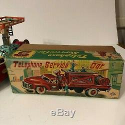 Old Japan Friction TELEPHONE SERVICE CAR in Box