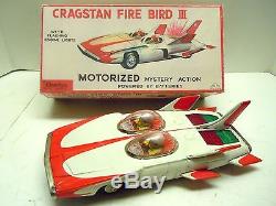 Old LG Japan Alps 1960's Tin Battery Op. Fire Bird lll Car in Box. A++. Works