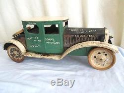 Old Pressed Steel Large GRAFFITI CAR Vintage 1920's-30's Tin Toy
