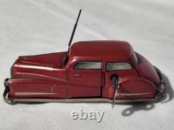 Old Tin French Wind Up Car Mechanic Exits Car As Hood Raises Made In France
