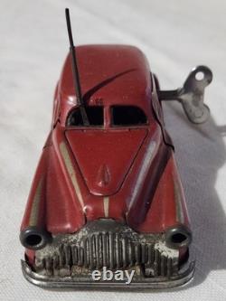 Old Tin French Wind Up Car Mechanic Exits Car As Hood Raises Made In France