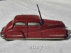 Old Tin French Wind Up Car Mechanic Exits Car As Hood Raises Made In France