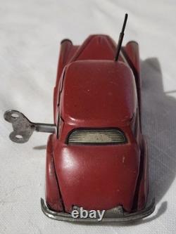Old Tin French Wind Up Car Mechanic Exits Car As Hood Raises Made In France
