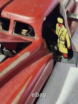 Old Tin French Wind Up Car Mechanic Exits Car As Hood Raises Made In France