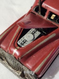 Old Tin French Wind Up Car Mechanic Exits Car As Hood Raises Made In France