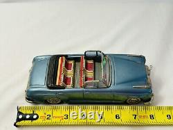 Old Vtg BANDAI Mercedes-Benz 2/9 Blue Convertible Toy Friction Tin Car Japan
