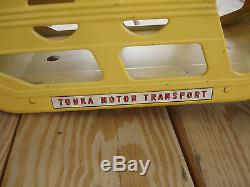 Old Vtg Pressed Steel TONKA Truck Car Transporter Carrier Trailer Toy