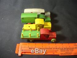 Old Vtg Wood Truck And Car Auto Transport With Ambulance Tanker Toy