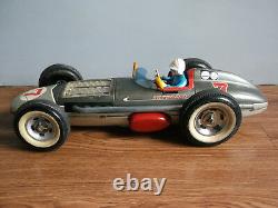 Old vintage battery powered huge 17 inch, tin Sports car of 50's, made in Japan