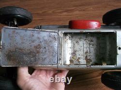 Old vintage battery powered huge 17 inch, tin Sports car of 50's, made in Japan