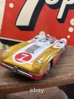 Orig Marusan Tin Friction Racer RARE Japan Mercedes 300SLR Race Car Toy Antique