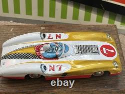 Orig Marusan Tin Friction Racer RARE Japan Mercedes 300SLR Race Car Toy Antique