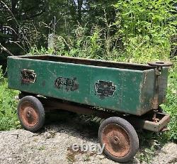 Original 1930s KEYSTONE RR 6500 Railway Green Pressed Steel Coal Car Toy