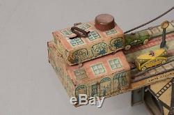 Original Vintage Busy Bridge Tin Mechanical Toy 6 Cars by Louis Mark & Co. 193