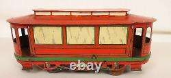 Orobr Rare German Made Tin Litho Wind-up Trolley-street Car-nice Condition