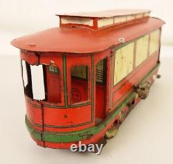 Orobr Rare German Made Tin Litho Wind-up Trolley-street Car-nice Condition