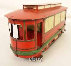 Orobr Rare German Made Tin Litho Wind-up Trolley-street Car-nice Condition