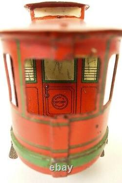 Orobr Rare German Made Tin Litho Wind-up Trolley-street Car-nice Condition