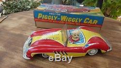 PIGGLY WIGGLY TIN FRICTION CAR RARE With ORIG BOX Marx Yonezawa
