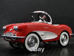 Pedal Car 1959 Corvette Chevy Vintage Metal Collector Red 6.5 Inches in Length