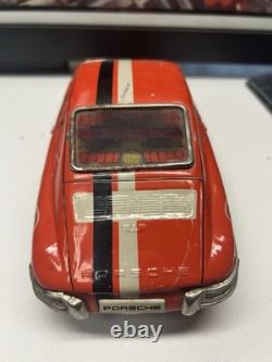 Porsche 911 #37 Race Car Tin Friction Toy T. T. Japan In Orange