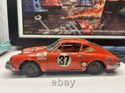 Porsche 911 #37 Race Car Tin Friction Toy T. T. Japan In Orange