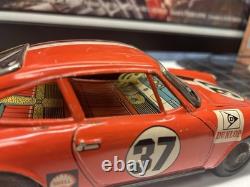 Porsche 911 #37 Race Car Tin Friction Toy T. T. Japan In Orange