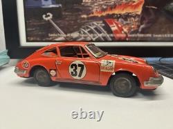 Porsche 911 #37 Race Car Tin Friction Toy T. T. Japan In Orange