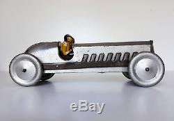 PreWar Silver Dash Race Car Buffalo Toys 1925 USA tinplate tin toy ART DECO RARE