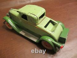 Pressed Steel 12.5 L 1929 Kingsbury Toys Coupe Wind Up Motor & Lights Toy Car