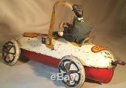 Prewar Lehmann Tin Clockwork UHU Race Car / Racer German Wind Up Toy