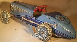 Prewar Mettoy Tin Clockwork Race Car / Racer English Windup Toy