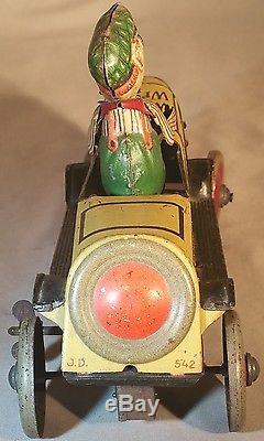 Prewar Tin Clockwork Whats Wrong Car by Distler of Germany -Humorous Windup Toy