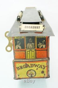 Rare 1920s Converse Tin Wind Up Trolley Street Car Toy Very Rare Litho Toy
