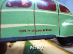 RARE 1950's Tippco #795 US Zone Germany Wind Up Cars Race Track With BOX Tin Toy