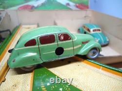 RARE 1950's Tippco #795 US Zone Germany Wind Up Cars Race Track With BOX Tin Toy