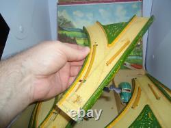 RARE 1950's Tippco #795 US Zone Germany Wind Up Cars Race Track With BOX Tin Toy