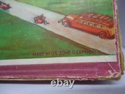 RARE 1950's Tippco #795 US Zone Germany Wind Up Cars Race Track With BOX Tin Toy