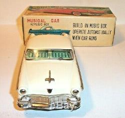 RARE 1956 FORD BATTERY OPERATED MUSICAL CAR with MUSIC BOX TIN LITHO JAPAN MINT