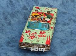 RARE 1964 Rico Spain Battery Op Ford Galaxie THE BEATLES Los Ye Yes Car Tin Toy