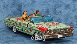 RARE 1964 Rico Spain Battery Op Ford Galaxie THE BEATLES Los Ye Yes Car Tin Toy
